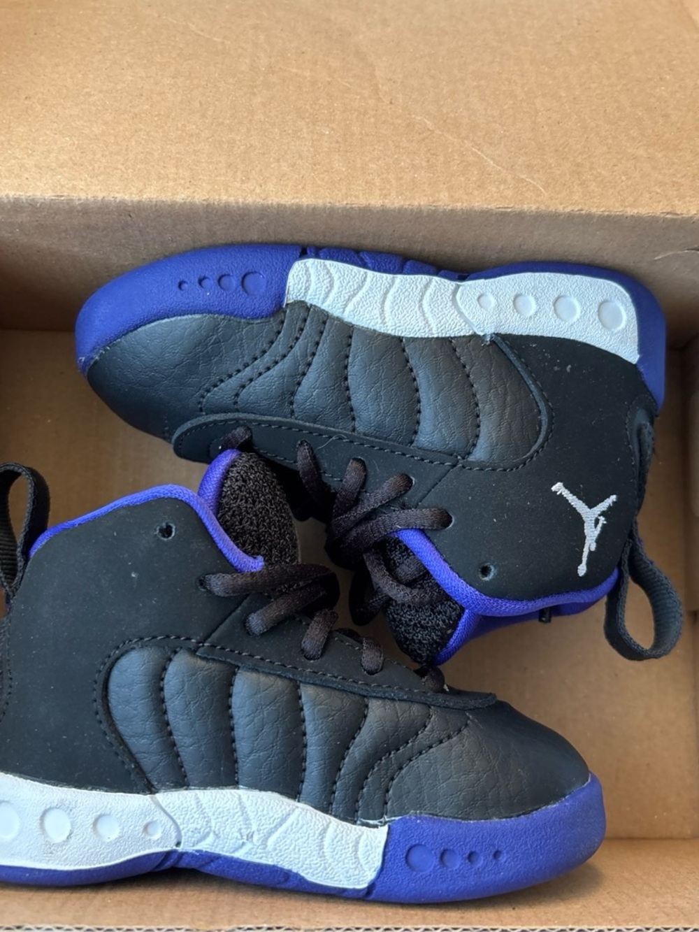 Jordan Kids Black and Purple High-Top Sneakers